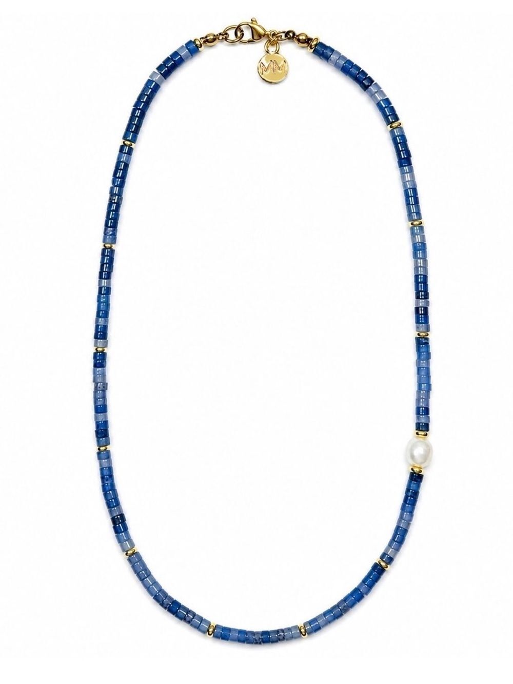 Blue Stone Beaded Necklace - MM-01567